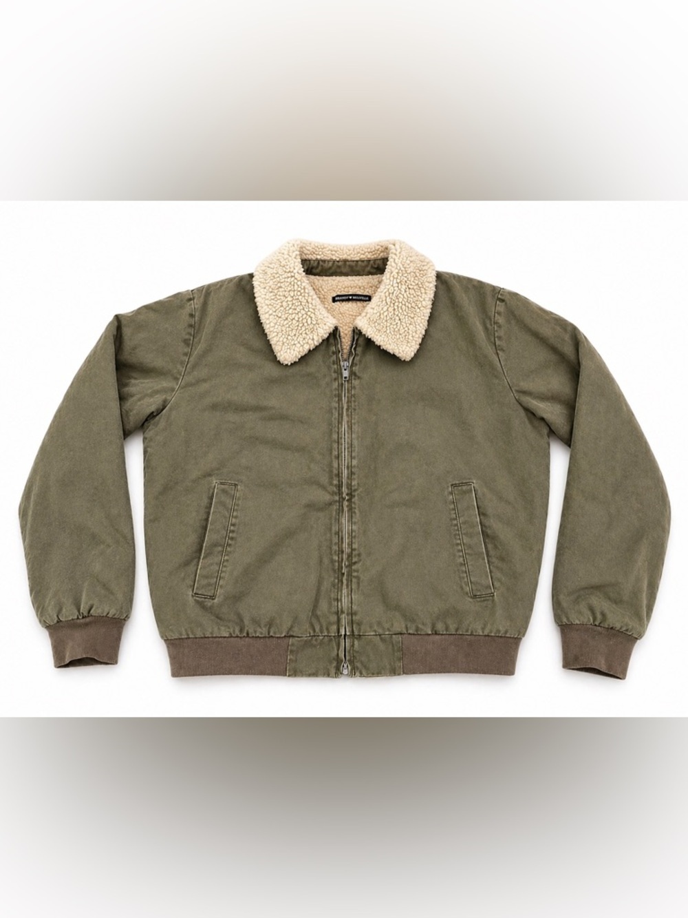 Brandy Melville Olive Bomber Jacket Sherpa Lining​ - Picture 2 of 3